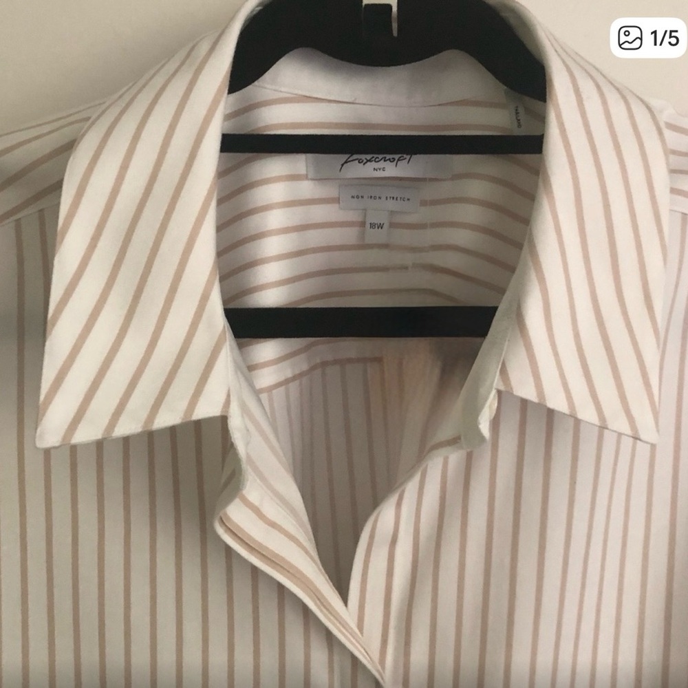 Foxcroft White and Tan Striped Blouse
